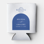 Blue Clam Seashells Coastal Seaside Beach Wedding Blikjeskoeler (Voorkant)