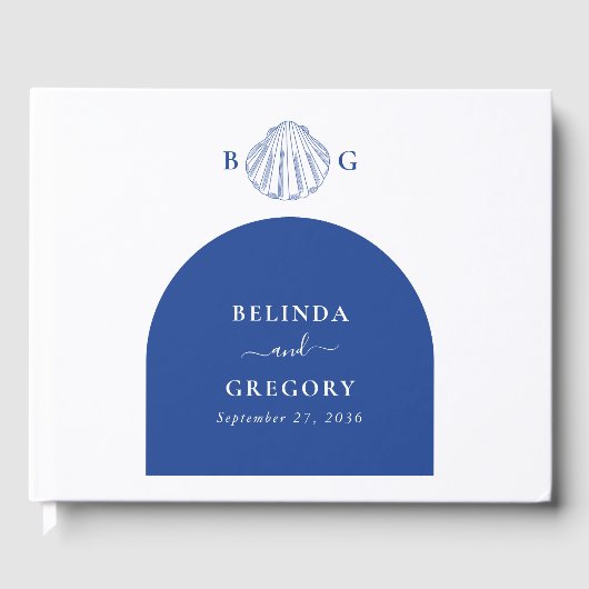 Blue Clam Seashells Coastal Seaside Beach Wedding Gastenboek (Voorkant)