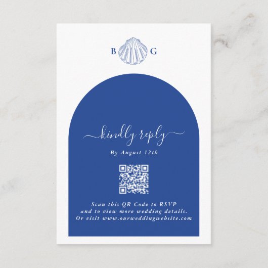 Blue Clam Seashells Coastal Seaside Beach Wedding Informatiekaartje (Voorkant)
