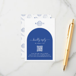 Blue Clam Seashells Coastal Seaside Beach Wedding Informatiekaartje