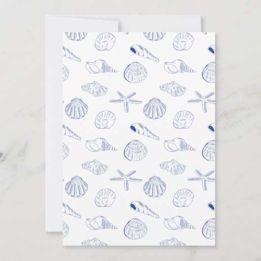 Blue Clam Seashells Coastal Seaside Beach Wedding Kaart (Achterkant)