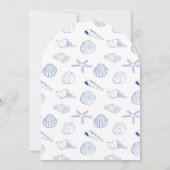 Blue Clam Seashells Coastal Seaside Beach Wedding Kaart (Achterkant)