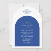 Blue Clam Seashells Coastal Seaside Beach Wedding Kaart (Voorkant)