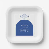 Blue Clam Seashells Coastal Seaside Beach Wedding Papieren Bordje (Voorkant)