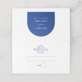 Blue Clam Seashells Coastal Seaside Beach Wedding Plaatskaartje (Buitenkant ongevouwen)