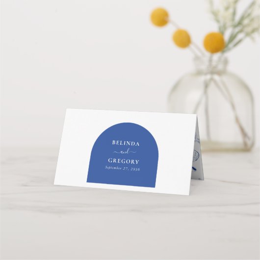 Blue Clam Seashells Coastal Seaside Beach Wedding Plaatskaartje (Achterkant)