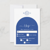 Blue Clam Seashells Coastal Seaside Beach Wedding RSVP Kaartje (Voorkant)