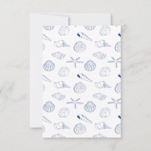 Blue Clam Seashells Coastal Seaside Beach Wedding RSVP Kaartje (Achterkant)
