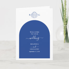 Blue Clam Seashells Wedding Order of Service Programma