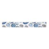 Blue Clam Shells Patroon Tissue Paper Satijnen Lint (Voorkant)