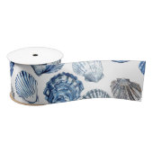 Blue Clam Shells Patroon Tissue Paper Satijnen Lint (Spoel)