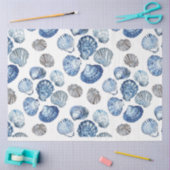 Blue Clam Shells Patroon Tissue Paper Tissuepapier (Craft)