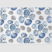 Blue Clam Shells Patroon Tissue Paper Tissuepapier (Voorkant)