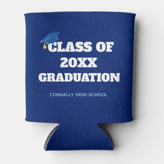 Blue Class of 2025 Custom School Afstuderen Blikjeskoeler (Voorkant)