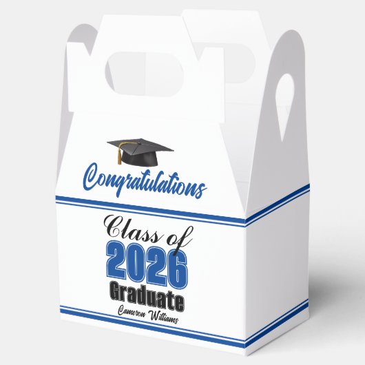 Blue Class of 2026 Custom Graduation Party Bedankdoosjes (Geopend)