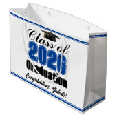Blue Class of 2026 Custom Graduation Party Groot Cadeauzakje (Achterkant Gekanteld)