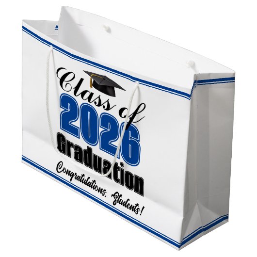 Blue Class of 2026 Custom Graduation Party Groot Cadeauzakje (Voorkant Gekanteld)