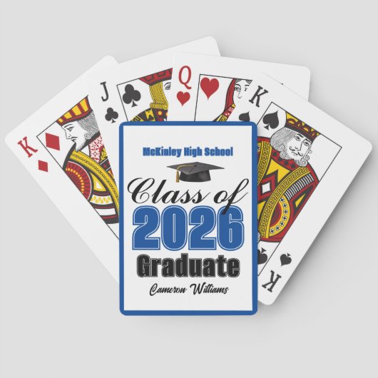 Blue Class of 2026 Custom Graduation Party Pokerkaarten (Achterkant)