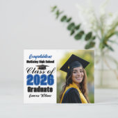 Blue Class of 2026 Graduate Photo Graduation Aankondigingskaart (Staand voorkant)