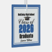 Blue Class of 2026 Graduation Custom Christmas Glas Ornament (Voorkant Rechts)