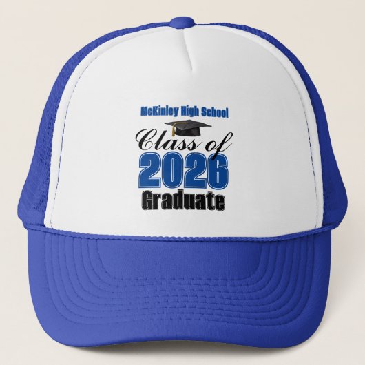 Blue Class of 2026 Graduation Custom Trucker Pet (Voorkant)