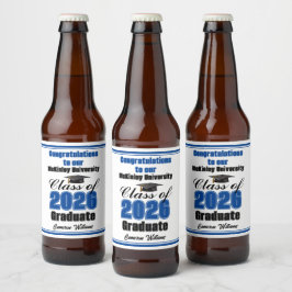 Blue Class of 2026 Graduation Party Custom Bier Etiket