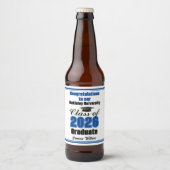 Blue Class of 2026 Graduation Party Custom Bier Etiket (Voorkant)