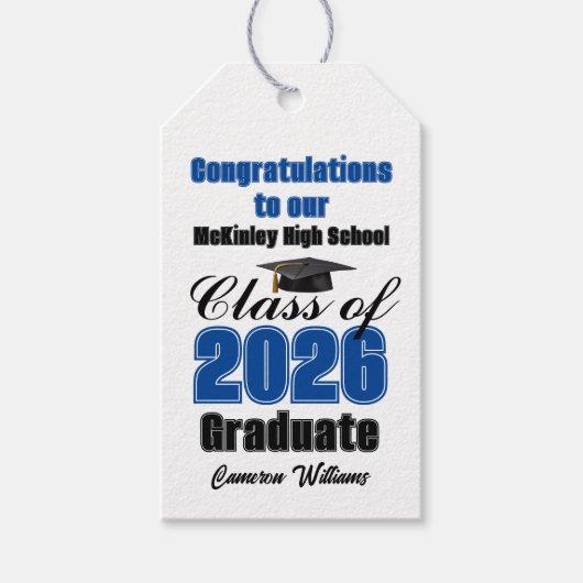 Blue Class of 2026 Graduation Party Custom Cadeaulabel (Voorkant)