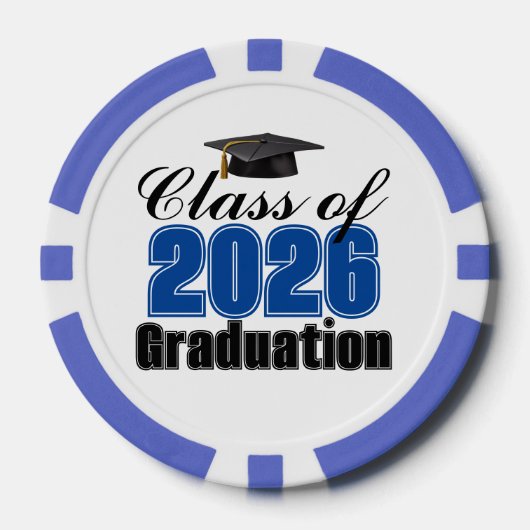 Blue Class of 2026 Graduation Party Poker Chips (Voorkant)