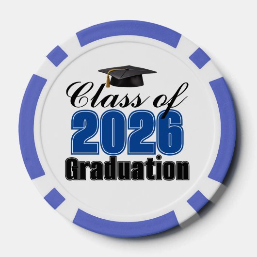 Blue Class of 2026 Graduation Party Poker Chips (Achterkant)