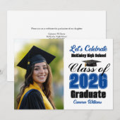 Blue Class of 2026 Photo Graduation Party Kaart (Voorkant / Achterkant)