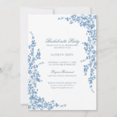 Blue Classic  Bloemen Bachelorette Party Kaart (Voorkant)