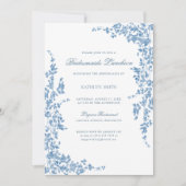 Blue Classic  Bloemen Bruidsmeisjes Luncheon Kaart (Voorkant)