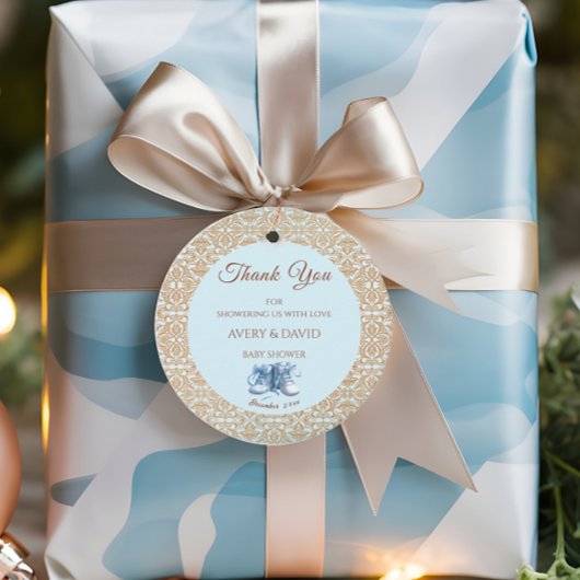 Blue Classic Boy Baby shower Bedankjes Labels