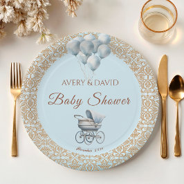  Blue Classic Boy Baby shower Papieren Bordje
