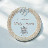 Blue Classic Boy Baby shower Papieren Bordje