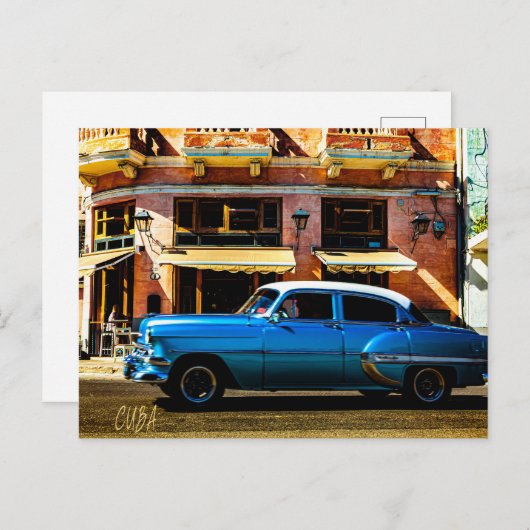 Blue Classic Car Briefkaart (Voorkant / Achterkant)