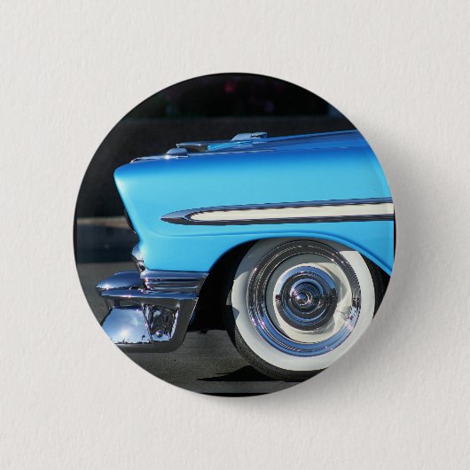 Blue Classic Car Ronde Button 5,7 Cm (Voorkant)