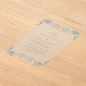 Blue Classic Elegance Bloemen Huwelijk Acryl Uitnodigingen (Laagn)