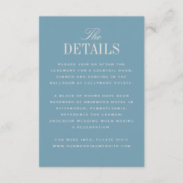 Blue Classic Elegance Wedding Details Informatiekaartje