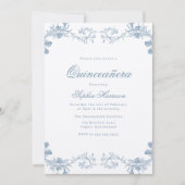  Blue Classic Elegant Quinceanera Kaart (Voorkant)