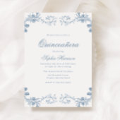  Blue Classic Elegant Quinceanera Kaart