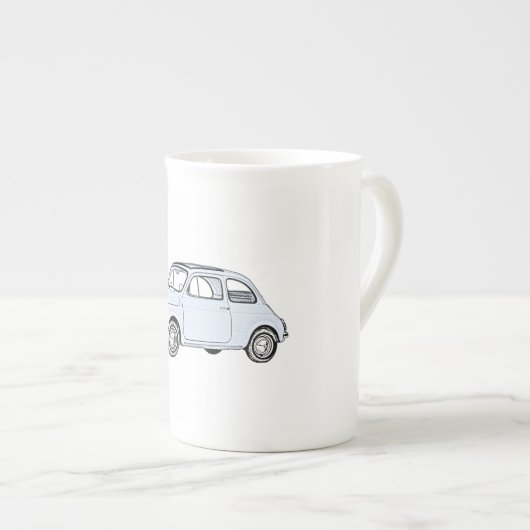 Blue Classic Fiat 500 Topolino Bone China Mok (Voorkant rechts)