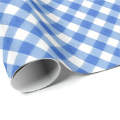 Blue Classic Gingham Pattern Pic Nic Cadeaupapier (Rol Hoek)