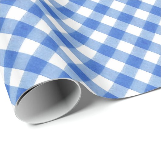 Blue Classic Gingham Pattern Pic Nic Cadeaupapier (Rol Hoek)