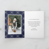 Blue Classic Pset Pattern Merry-kerstfoto Feestdagen Kaart (Binnen)