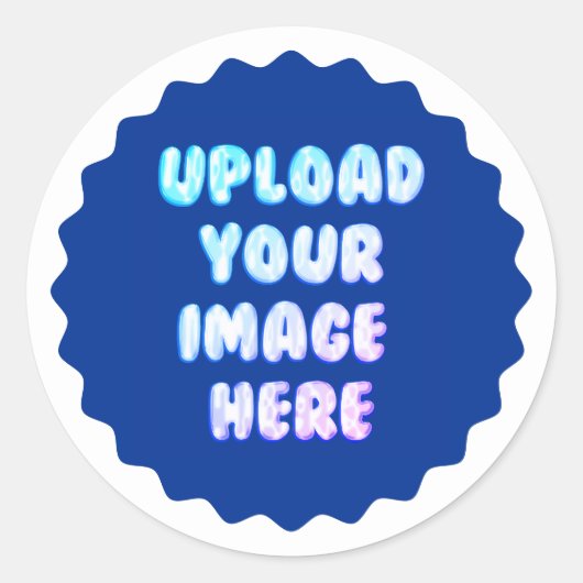 Blue Classic Round Sticker with a Business Logo (Voorkant)