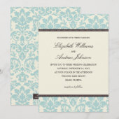 BLUE CLASSY DAMASK | AFBEELDINGSINVITATIE KAART (Voorkant / Achterkant)