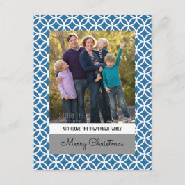 Blue Classy Diamond Holiday Foto Briefkaart