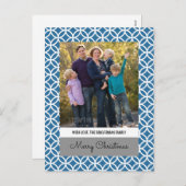 Blue Classy Diamond Holiday Foto Briefkaart (Voorkant / Achterkant)